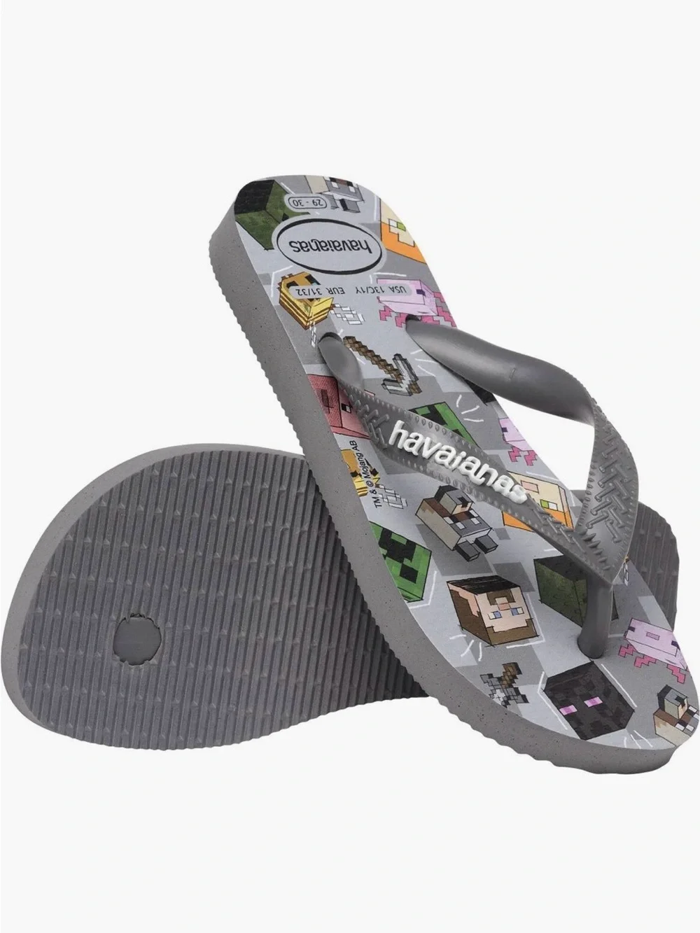 Havaianas Kids Gray Minecraft Character Flip Flops